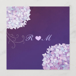 Hydrangea + Hart Plum Bloemenbruiloft Kaart