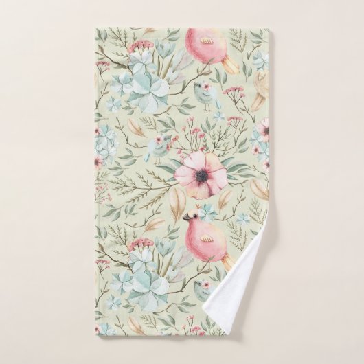 Hydrangea Harten en Baby Birds Bloemen Badhanddoek Bad Handdoek (Handdoek)