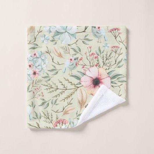 Hydrangea Harten en Baby Birds Bloemen Badhanddoek Bad Handdoek (Wasdoekje)