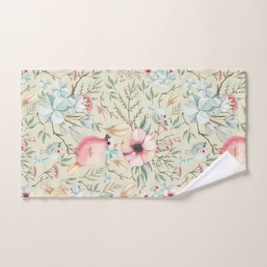 Hydrangea Harten en Baby Birds Bloemen Badhanddoek Bad Handdoek (Handdoek)