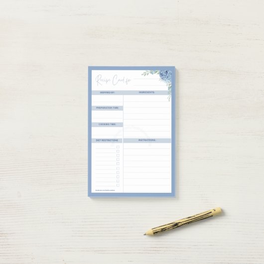 Hydrangea Haven RECEPTKAART Sjabloon lijst Post-it® Notes (Op bureau)