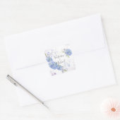 Hydrangea Heart Persoonlijke namen Wedding Vierkante Sticker (Envelop)