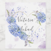 Hydrangea Heart Persoonlijke namen Wedding Wijn Etiket (Enkel label)