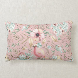 Hydrangea Hearts, Birdies Dusty Pink Lumbar Pillow Kussen