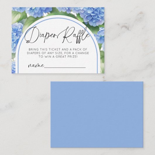 Hydrangea Het is een Boy Diaper Raffle Baby shower Informatiekaartje (Voorkant / Achterkant)