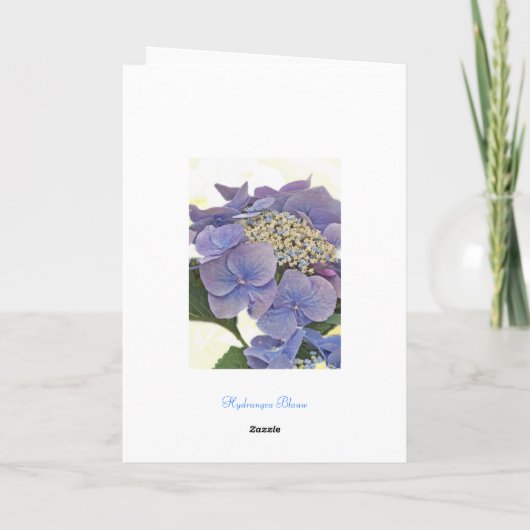 Hydrangea hortensia blauw, Mum en Papa, Uw Kaart (Achterkant)