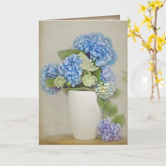 hydrangea hortensia en het boeket van het Kant van Kaart (Gele Bloem)