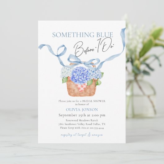 Hydrangea Iets Blauw Voordat Ik Vrijgezellenfeest  Kaart (Staand voorkant)