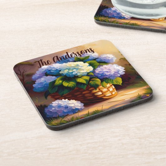 Hydrangea in Basket Welcome Bier Onderzetter (Linkerzijde)