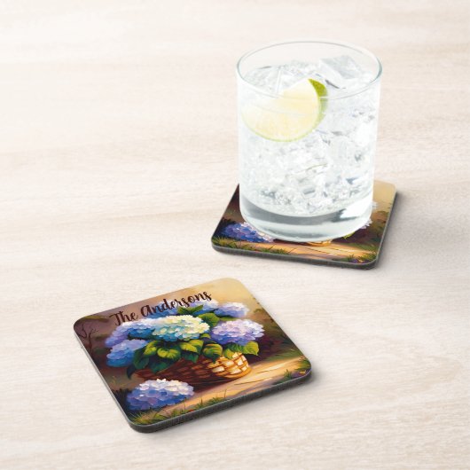 Hydrangea in Basket Welcome Bier Onderzetter (Rechterzijde)