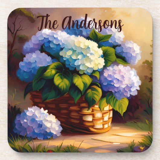Hydrangea in Basket Welcome Bier Onderzetter (Voorkant)