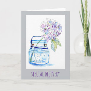 Hydrangea in Jar Waterverf 5x7 Folded Kaart
