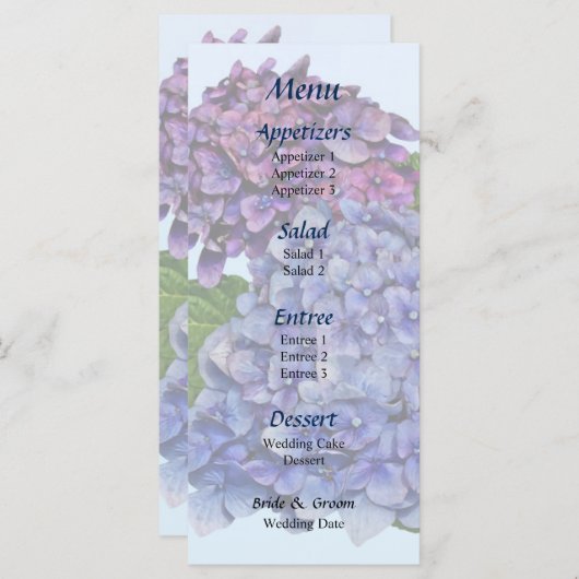 Hydrangea in Shades of Paars Menu (Voorkant / Achterkant)