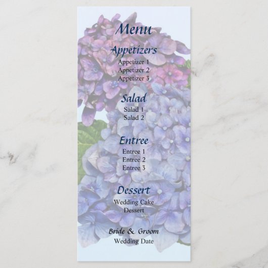 Hydrangea in Shades of Paars Menu (Voorkant)