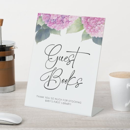 Hydrangea is een meisje gastenboeken Baby shower Reclamebord Met Voetstuk (Insitu)