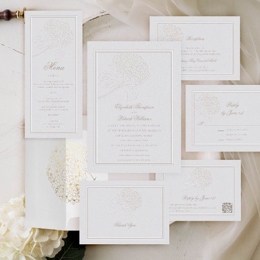 Hydrangea Ivoor Lijst Formal Elegant Wedding Menu