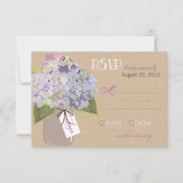 Hydrangea Jar Burlap Rustic RSVP-kaart RSVP Kaartje