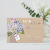 Hydrangea Jar Burlap Rustic RSVP-kaart RSVP Kaartje (Staand voorkant)