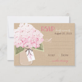 Hydrangea Jar Burlap Rustieke RSVP-kaart RSVP Kaartje