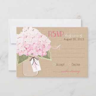 Hydrangea Jar Burlap Rustieke RSVP-kaart RSVP Kaartje