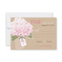 Hydrangea Jar Burlap Rustieke RSVP-kaart