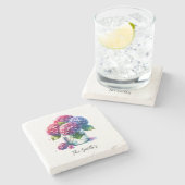 Hydrangea Jar Vase Waterverf Sierkussen Stenen Onderzetter (Zijkant)