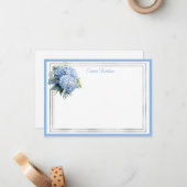 Hydrangea kaart met eigen naam notitiekaartje (Voorkant / Achterkant in situ)
