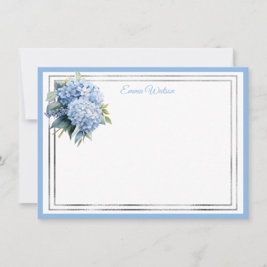 Hydrangea kaart met eigen naam notitiekaartje (Voorkant)
