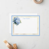 Hydrangea kaart met eigen naam notitiekaartje (Voorkant / Achterkant in situ)