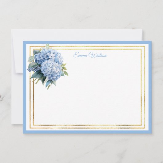 Hydrangea kaart met eigen naam notitiekaartje (Voorkant)