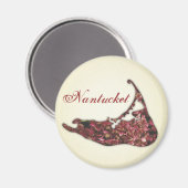 Hydrangea Kaart van Nantucket Island, Massachusett Magneet (Voorkant / Achterkant)