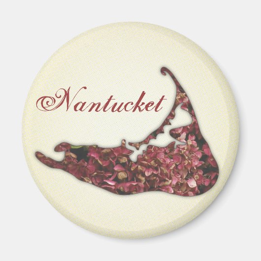 Hydrangea Kaart van Nantucket Island, Massachusett Magneet (Voorkant)