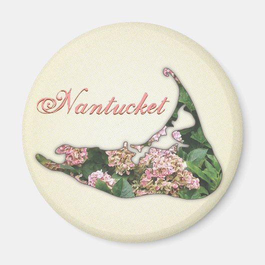 Hydrangea Kaart van Nantucket Island, Massachusett Magneet (Voorkant)