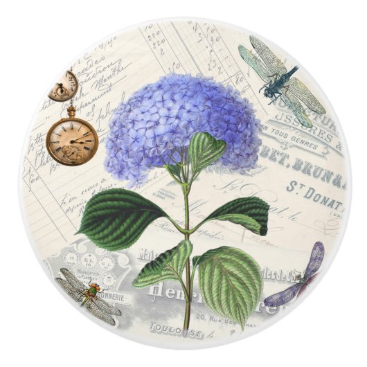  hydrangea keramische knop (Voorkant)