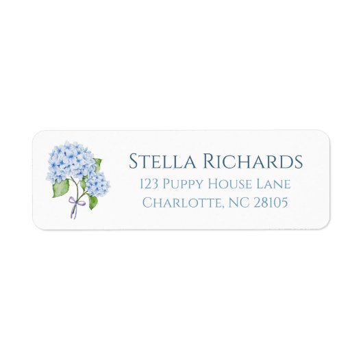 Hydrangea klassieke preppy grandmillenial adres etiket (Voorkant)