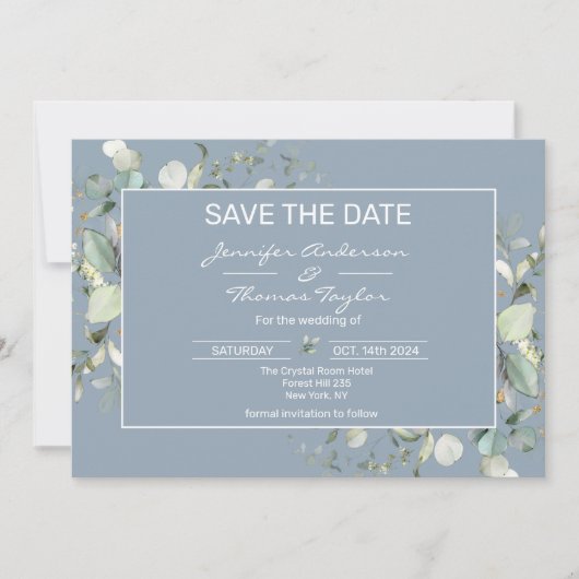 Hydrangea Kleur en Groen verlaat sparen de Datum Save The Date (Voorkant)