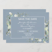 Hydrangea Kleur en Groen verlaat sparen de Datum Save The Date (Voorkant / Achterkant)