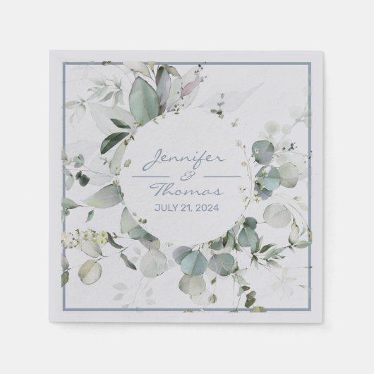 Hydrangea Kleur- en groenbladeren Papier Napkin Servet (Voorkant)