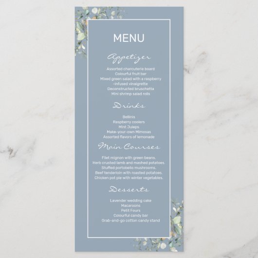 Hydrangea Kleur en Groene bladeren Flat Menu. Menu (Voorkant)