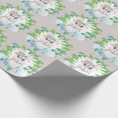 Hydrangea Krans Bunny Elegant Pasen ontwerp Cadeaupapier (Hoek)