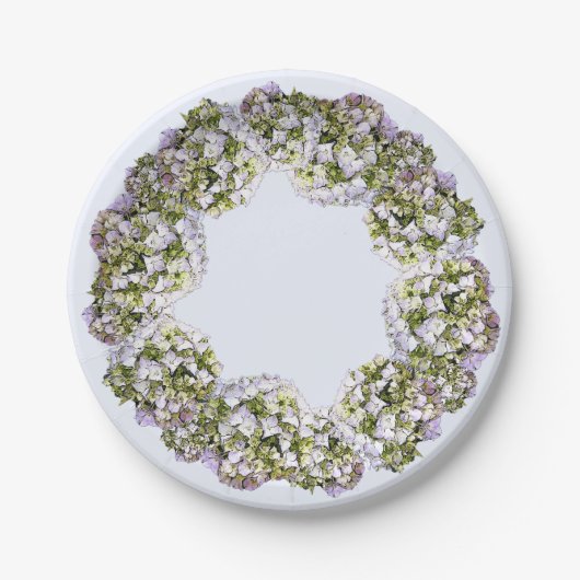 Hydrangea Krans Papieren Bordje (Voorkant)