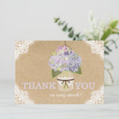 Hydrangea Lace Kraft Modern Rustic Hartelijk dank Bedankkaart (Staand voorkant)