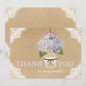 Hydrangea Lace Kraft Modern Rustic Hartelijk dank Bedankkaart (Voorkant / Achterkant)