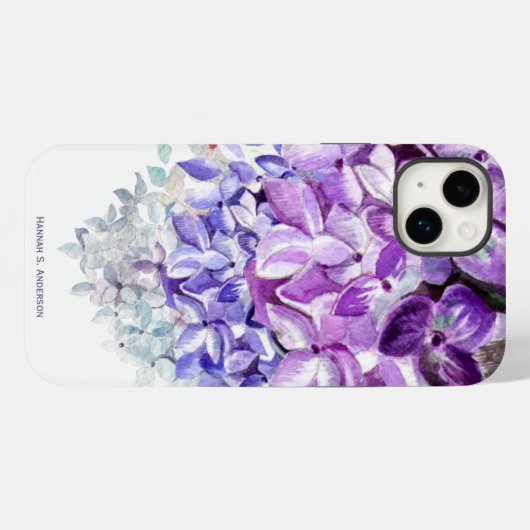 Hydrangea Lavender Blue Ombre | Gepersonaliseerd Case-Mate iPhone Case (Achterkant (horizontaal))
