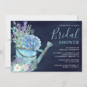 Hydrangea Lavender Floral Navy Blue Vrijgezellenfe Kaart (Voorkant)