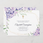Hydrangea Lila Floral Geometric Memorial Bedankkaart (Voorkant / Achterkant)