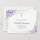 Hydrangea Lila Floral Geometric Memorial Bedankkaart (Voorkant)