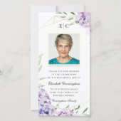 Hydrangea Lila Floral Geometric Memorial Bedankkaart (Voorkant)