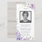 Hydrangea Lila Floral Geometric Memorial Bedankkaart (Voorkant / Achterkant)