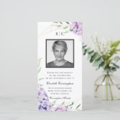 Hydrangea Lila Floral Geometric Memorial Bedankkaart (Staand voorkant)